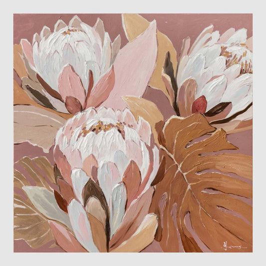 Blush Protea Wall Art 102.5 x 102.5cm