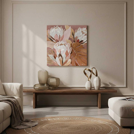 Blush Protea Wall Art 102.5 x 102.5cm
