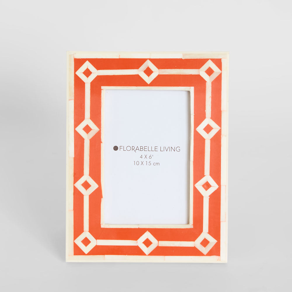 Sasha Bone Inlay Photo Frame Orange 4x6