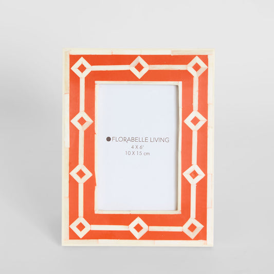 Sasha Bone Inlay Photo Frame Orange 4x6