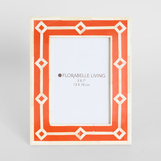 Sasha Bone Inlay Photo Frame Orange 5x7