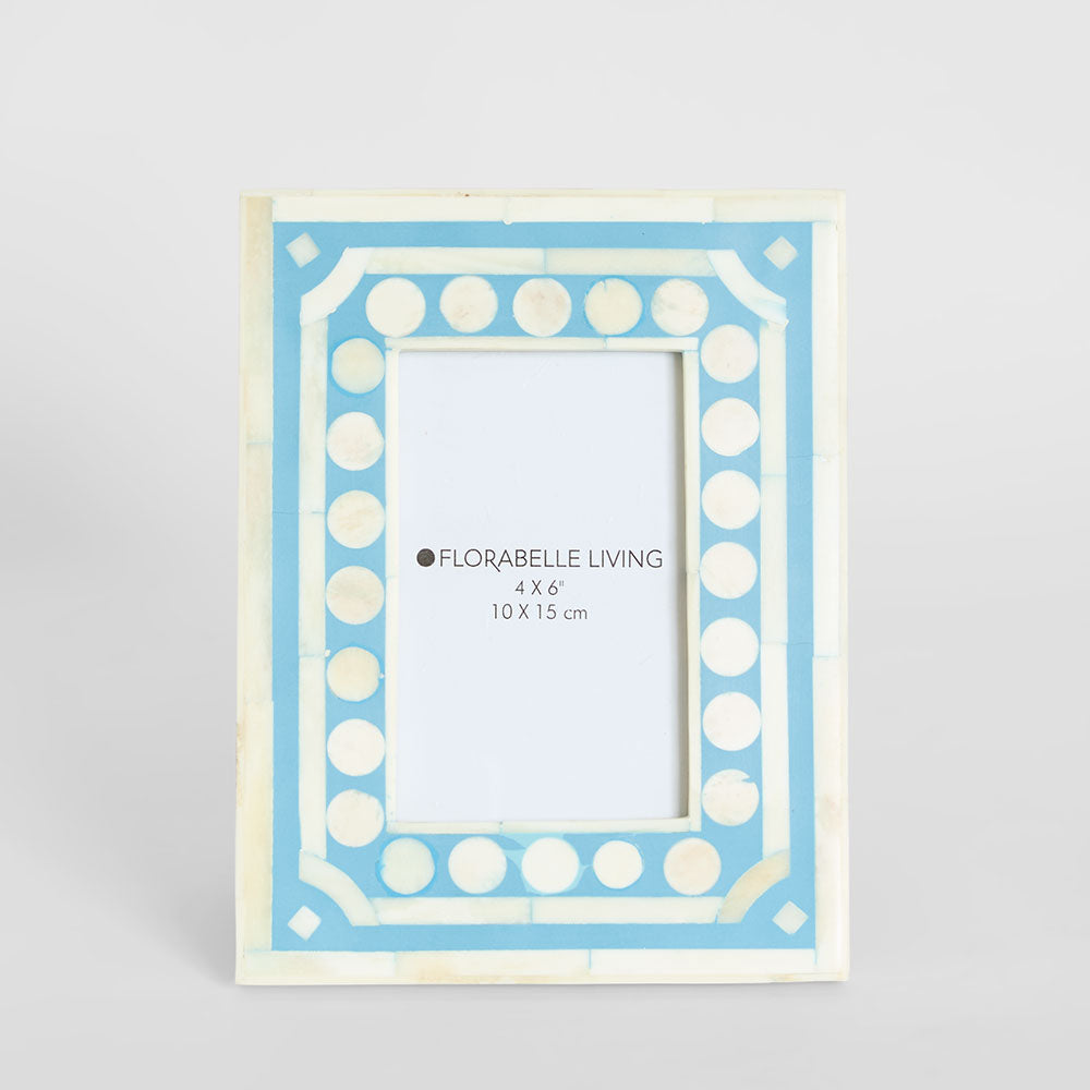 Zena Bone Inlay Photo Frame Light Blue 4x6