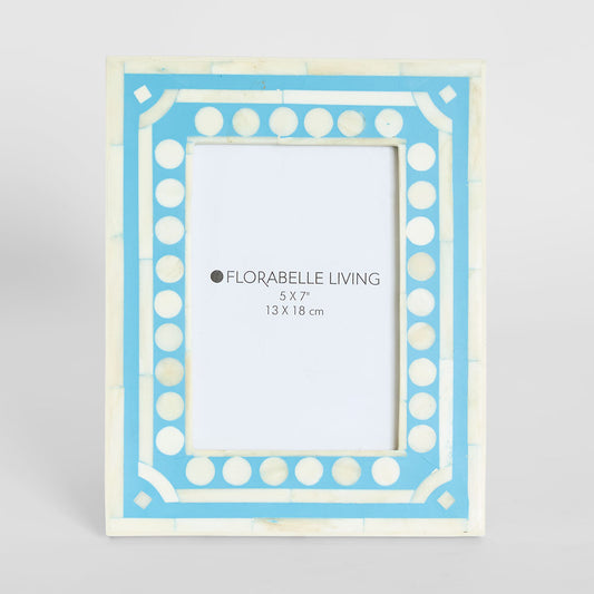 Zena Bone Inlay Photo Frame Light Blue 5x7