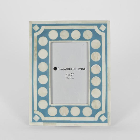 Zena Bone Inlay Photo Frame Light Blue 4x6