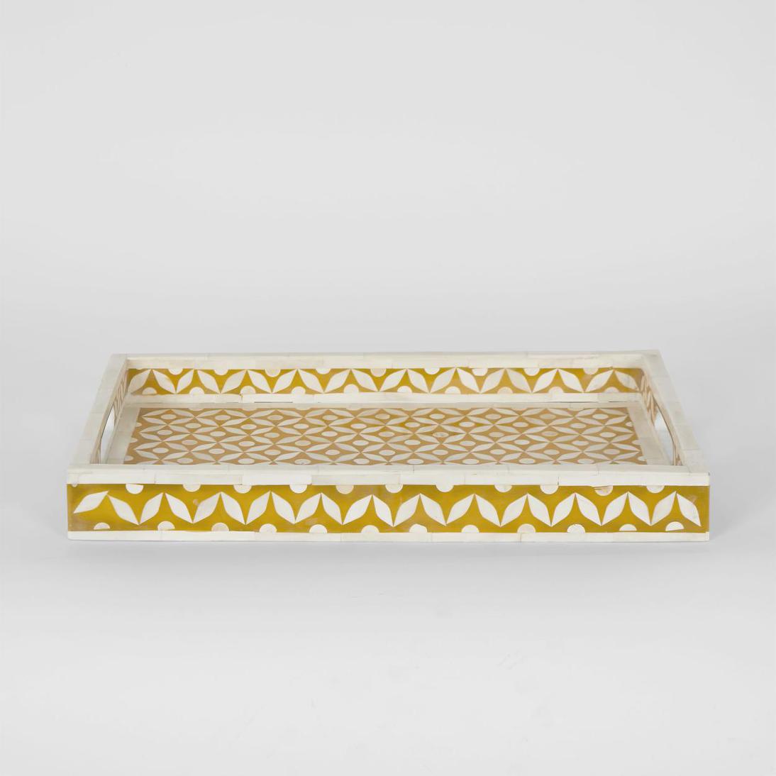 Mina Bone Inlay Tray Mustard/White
