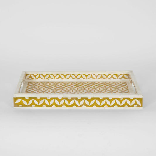 Mina Bone Inlay Tray Mustard/White