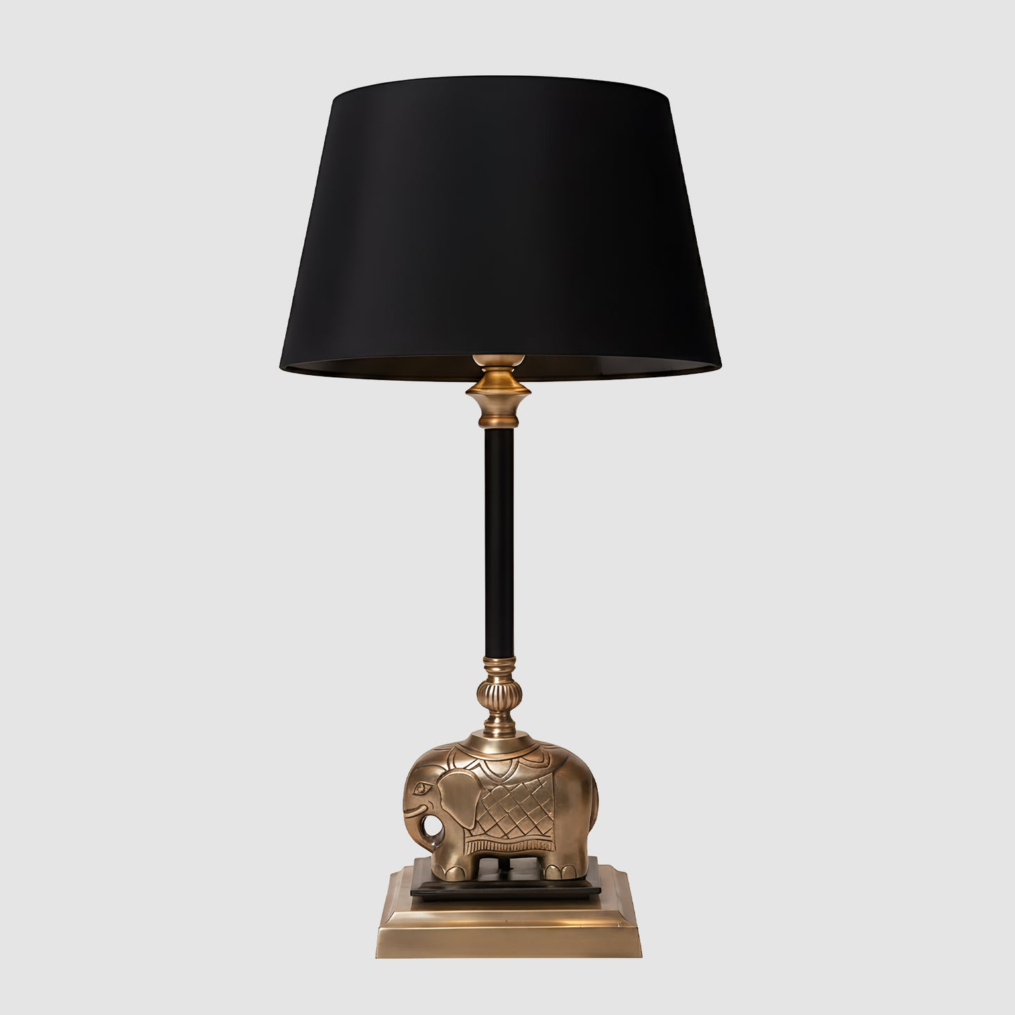 Sabu Elephant Table Lamp Base Antique Brass and Black- Base Only