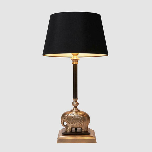 Sabu Elephant Table Lamp Base Antique Brass and Black- Base Only