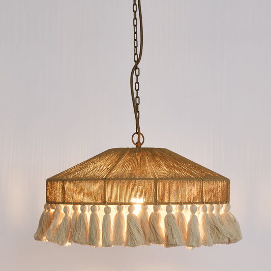 Arignon Raffia Peper and Cotton Ceiling Pendant Small