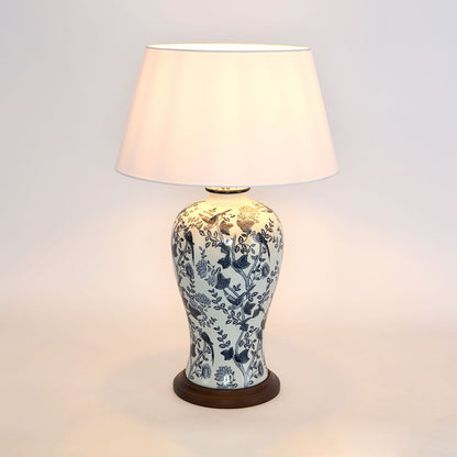 Ashleigh Ceramic Blue & White Table Lamp & Shade