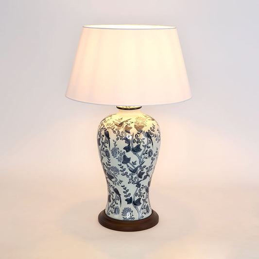 Ashleigh Ceramic Blue & White Table Lamp & Shade