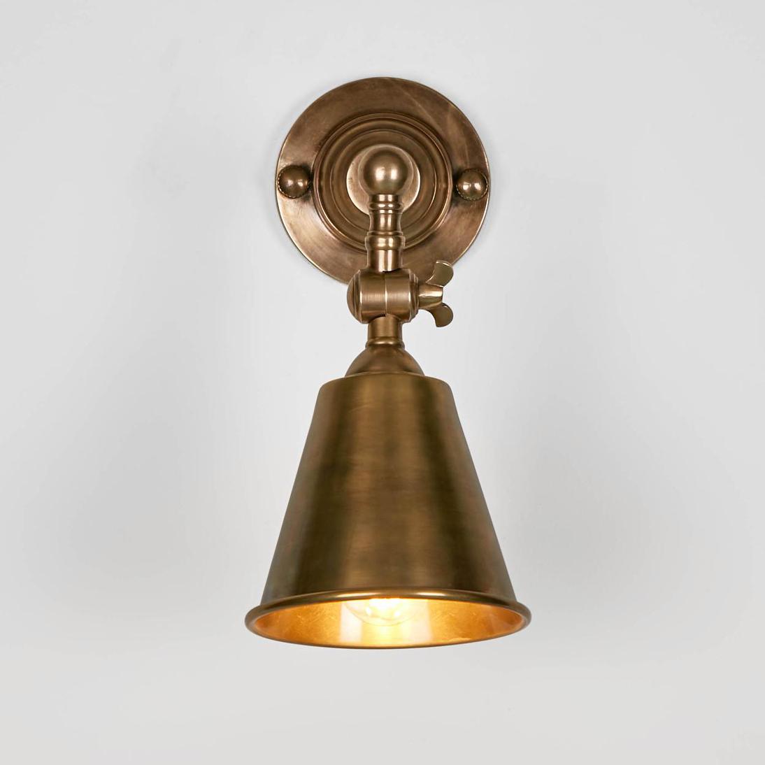 Utopia Wall Light with Metal Shade Antique Brass