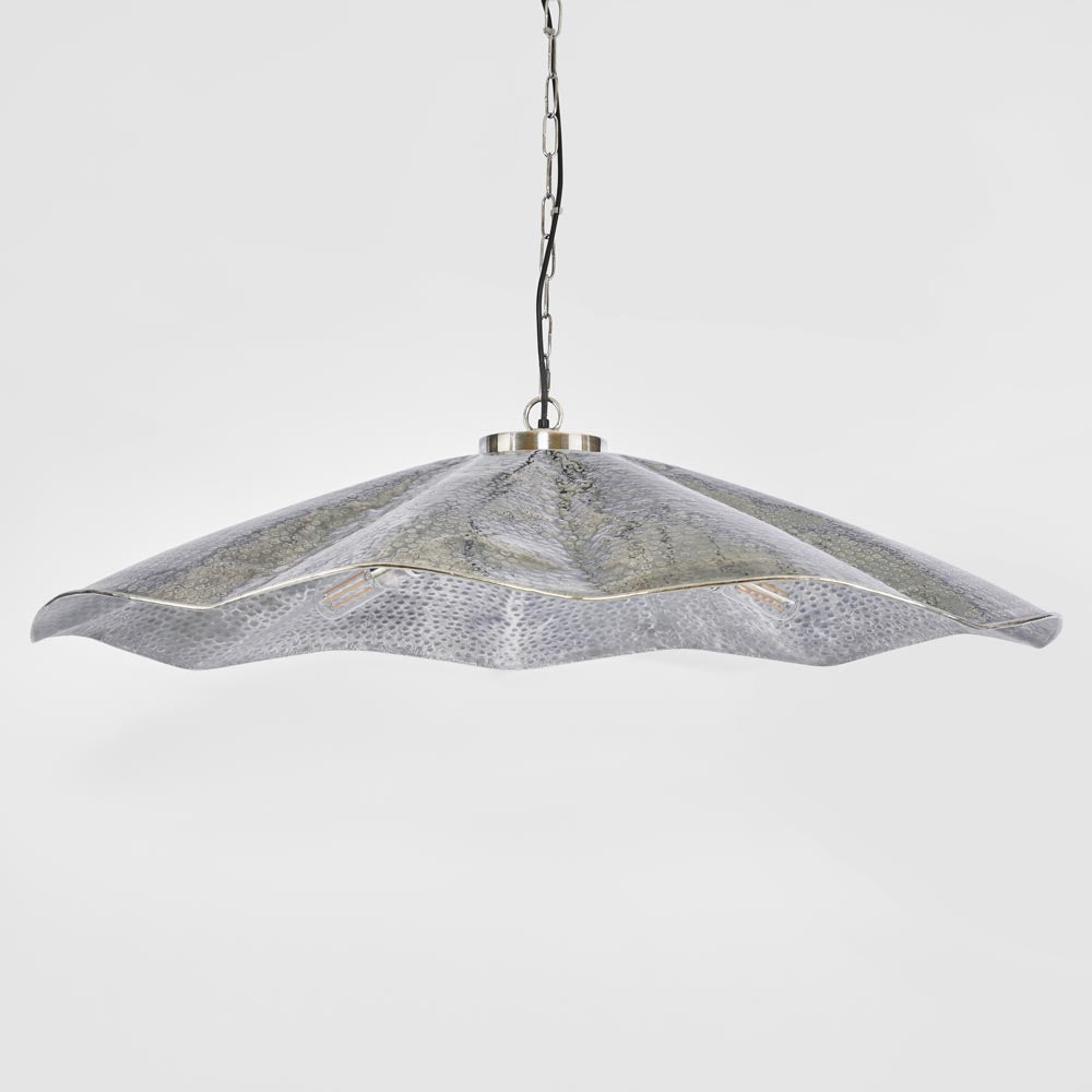 Melville Ceiling Pendant Hammered Large Antique Silver