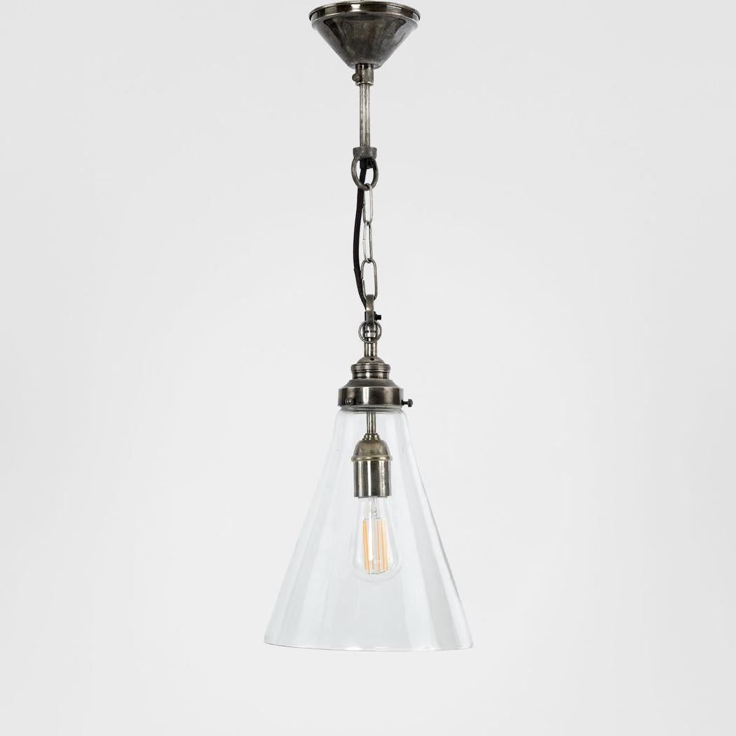 Gadsden Ceiling Pendant Small Silver with Clear Glass