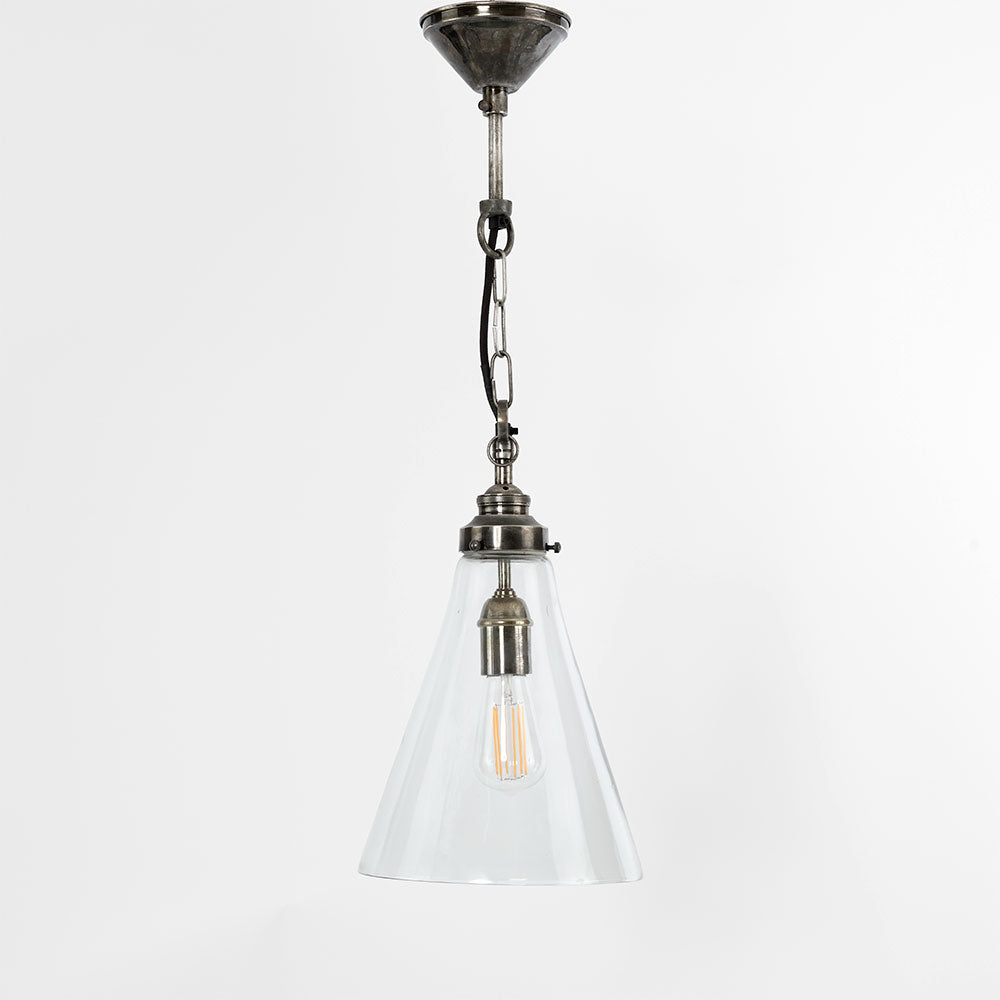 Gadsden Ceiling Pendant Small Silver with Clear Glass