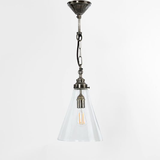 Gadsden Ceiling Pendant Small Silver with Clear Glass