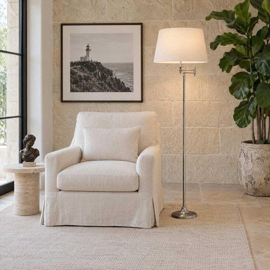 Macleay Floor Lamp Base Antique Silver- Base Only