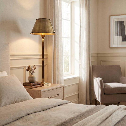 Nantucket Table Lamp Antique Brass and Dark Wood
