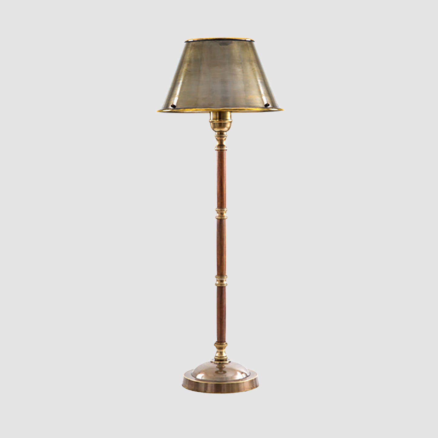 Delaware Table Lamp Antique Brass and Dar Wood