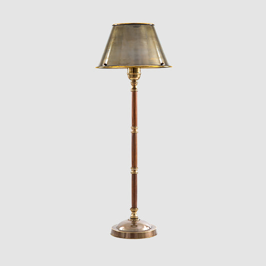 Delaware Table Lamp Antique Brass and Dar Wood
