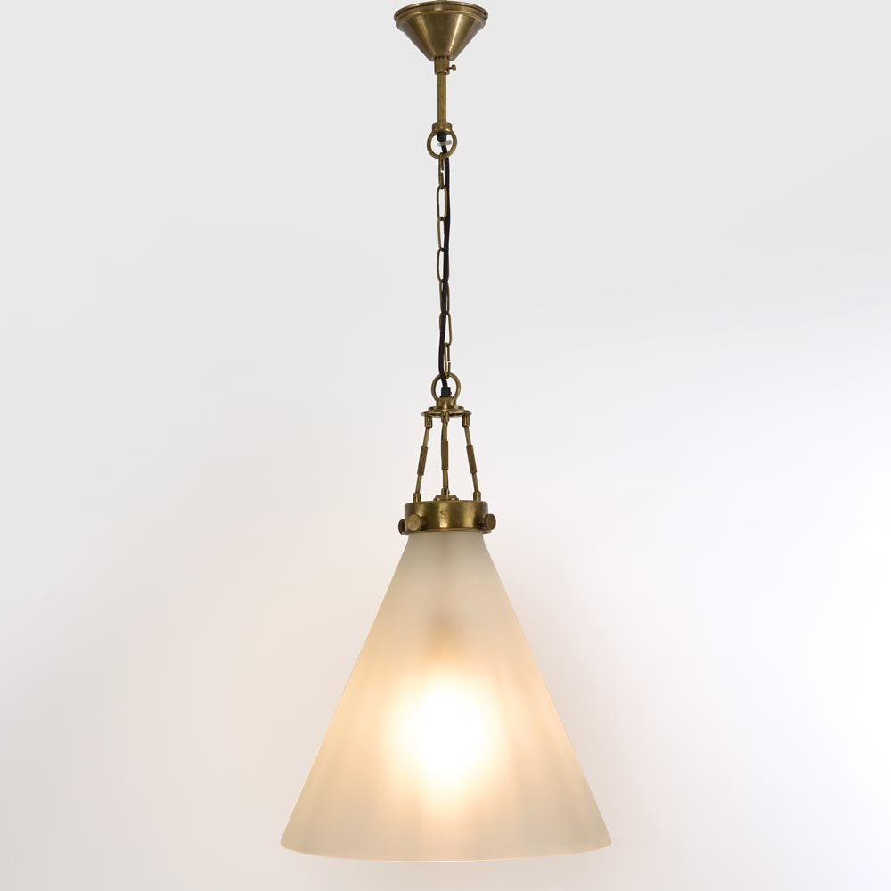 Gadsden Ceiling Pendant Large Brass with Frosted Glass