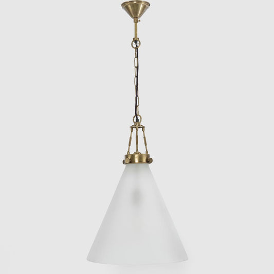 Gadsden Ceiling Pendant Large Brass with Frosted Glass