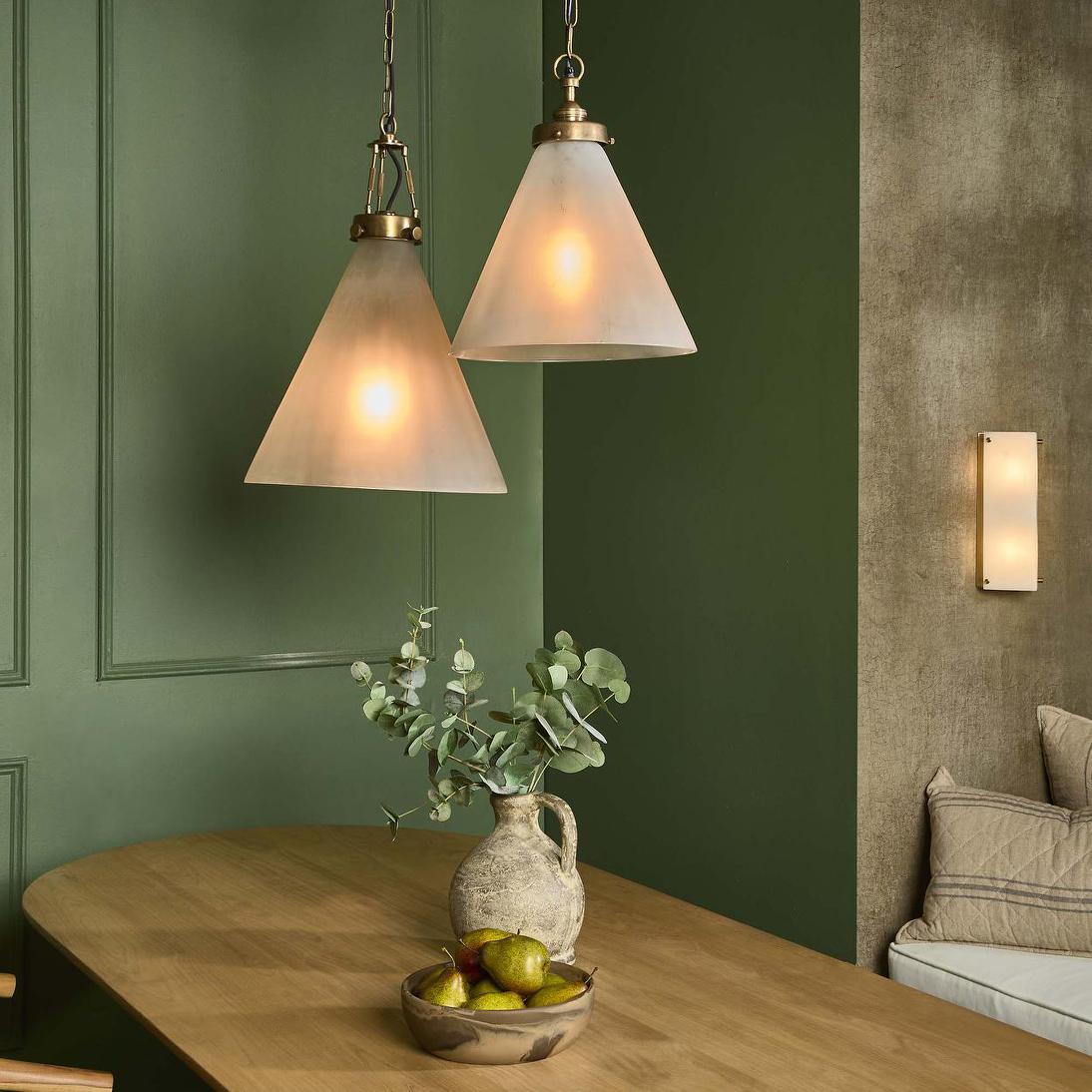 Gadsden Ceiling Pendant Large Brass with Frosted Glass