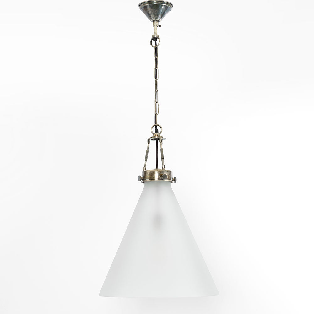 Gadsden Ceiling Pendant Large Silver with Frosted Glass