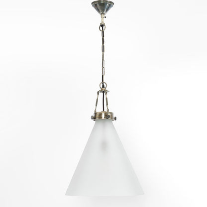 Gadsden Ceiling Pendant Large Silver with Frosted Glass