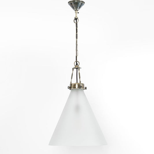 Gadsden Ceiling Pendant Large Silver with Frosted Glass