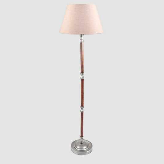Brunswick Floor Lamp Base Silver with Timber- Base Only