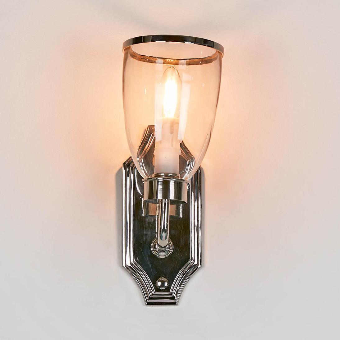 Westbrook Wall Light with Glass Shade Shiny Nickel