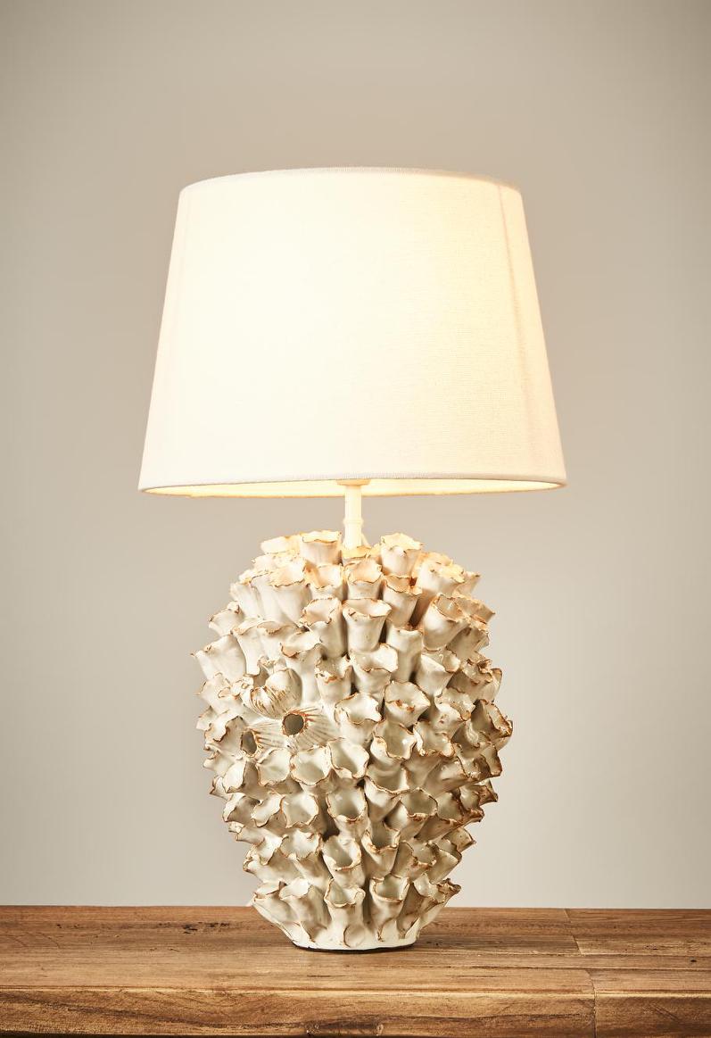 Londolozi Ceramic Table Lamp with Linen Shade Cream