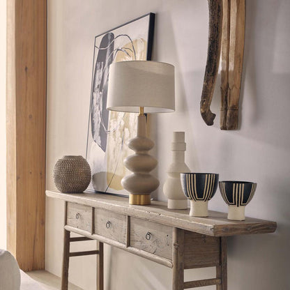 Linden Sandstone Table Lamp & Linen Shade