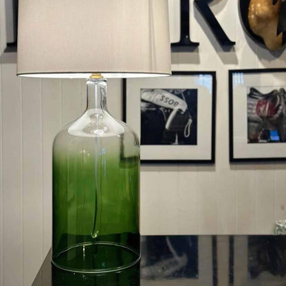 Henley Green Glass Table Lamp & White Shade