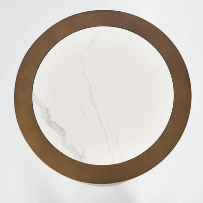 Gordon Drum Side Table
 Brass/White Stone
