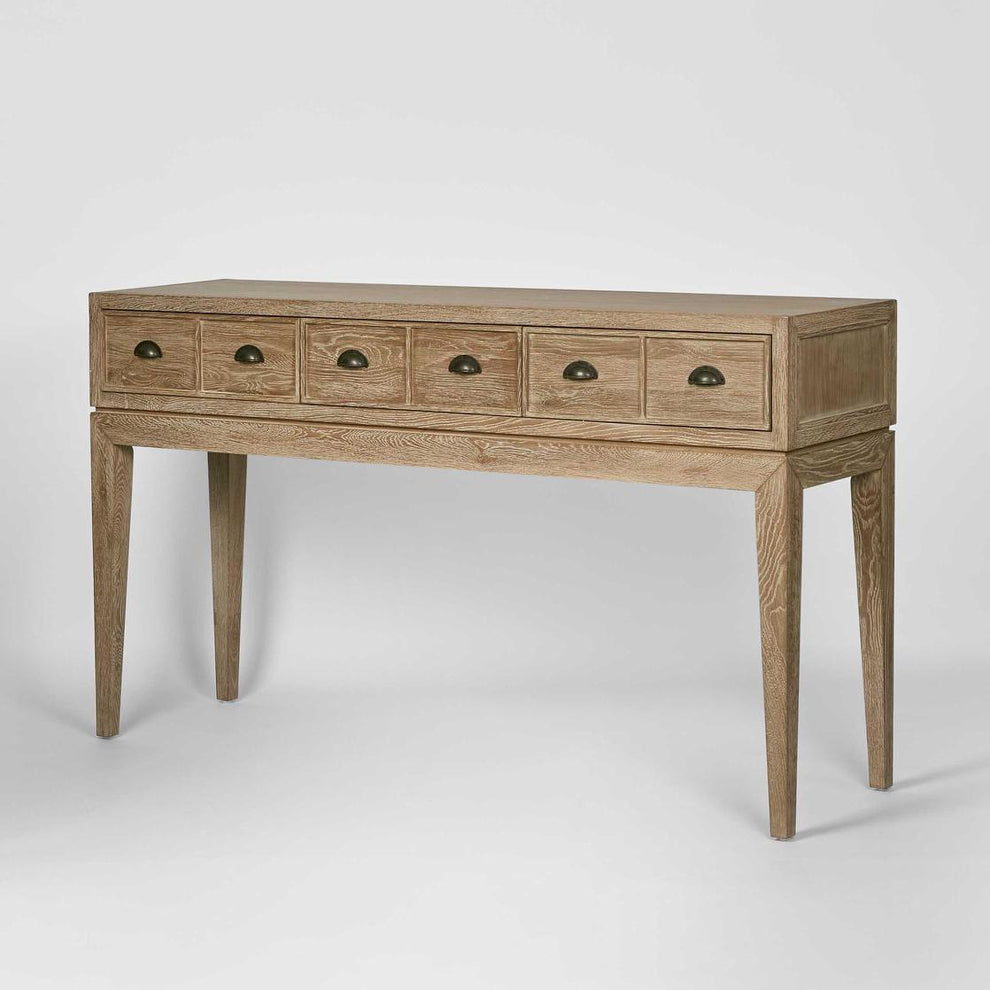 Columbus Oak 6 Drawer Console Hall Table – Florabelle Living