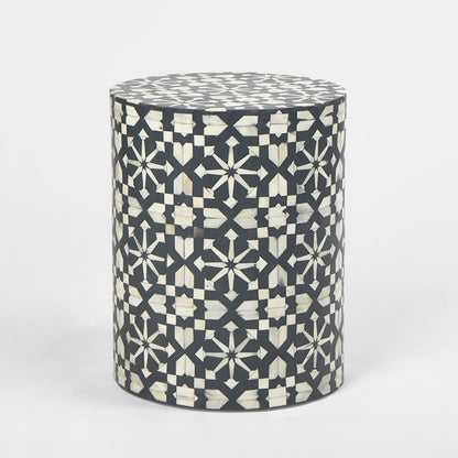 Adina Bone Inlay Side Table Grey/White