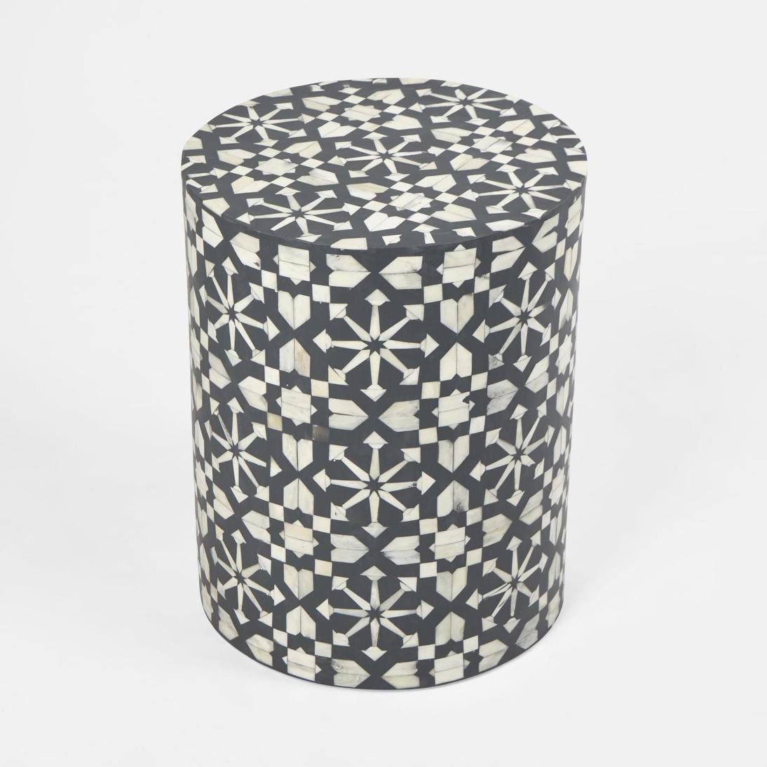 Adina Bone Inlay Side Table Grey/White