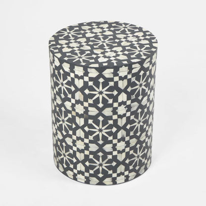 Adina Bone Inlay Side Table Grey/White