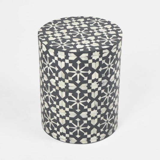 Adina Bone Inlay Side Table Grey/White