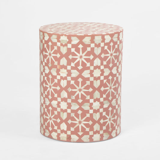 Adina Bone Inlay Side Table Peach/White