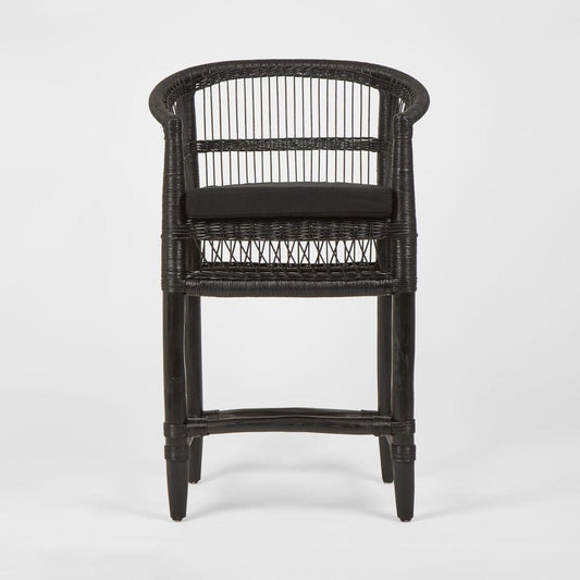 Livingstone Bar Stool Black/Black Cushion - Outdoor Under-Cover