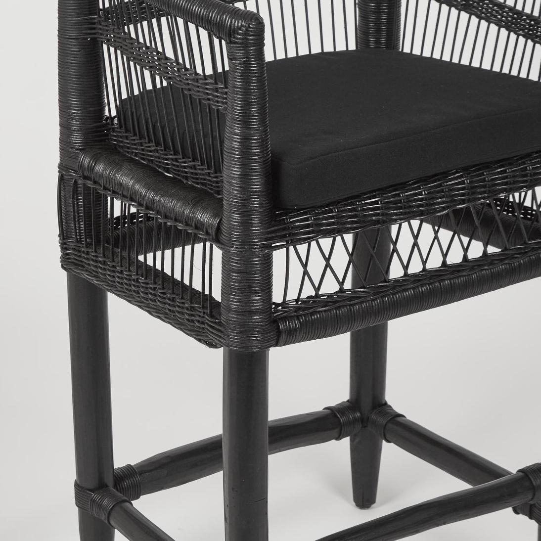Livingstone Bar Stool Black/Black Cushion - Outdoor Under-Cover
