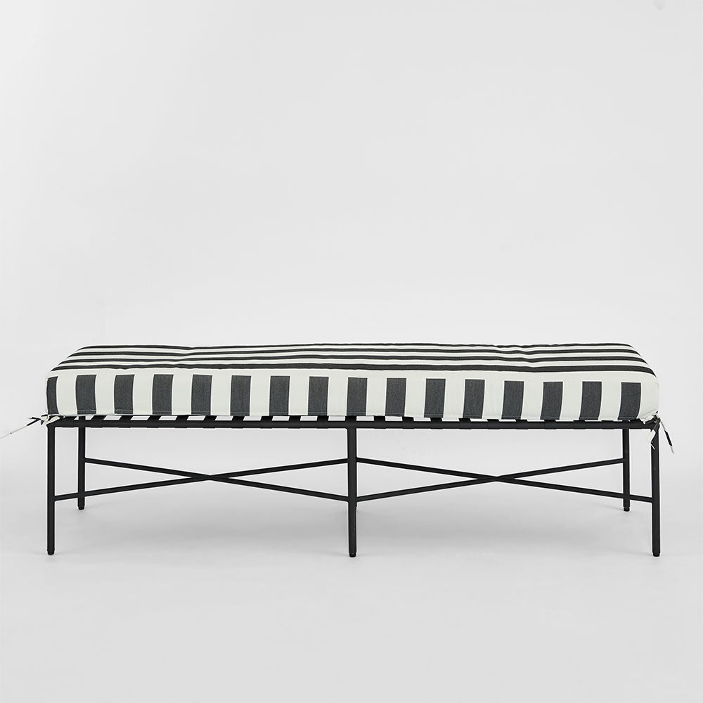Sheffield Bench Outdoor with B/W Stripe Cushion