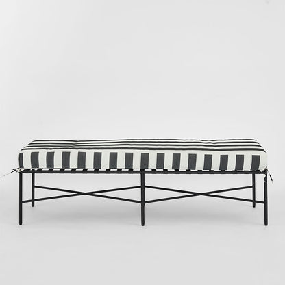 Sheffield Bench Outdoor with B/W Stripe Cushion