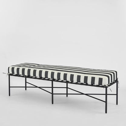 Sheffield Bench Outdoor with B/W Stripe Cushion