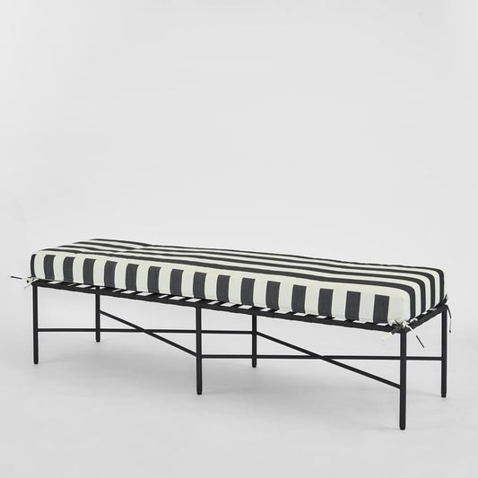 Sheffield Bench Outdoor with B/W Stripe Cushion