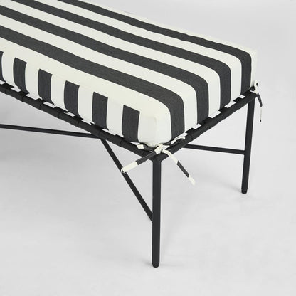 Sheffield Bench Outdoor with B/W Stripe Cushion