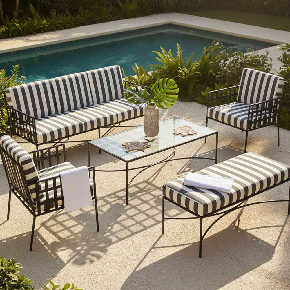 Sheffield Sofa Outdoor 2 Seater B/W Stripe Cushions